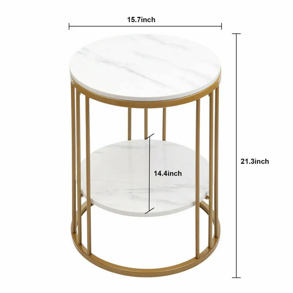 2-Tier White Marble Side Table - My Store