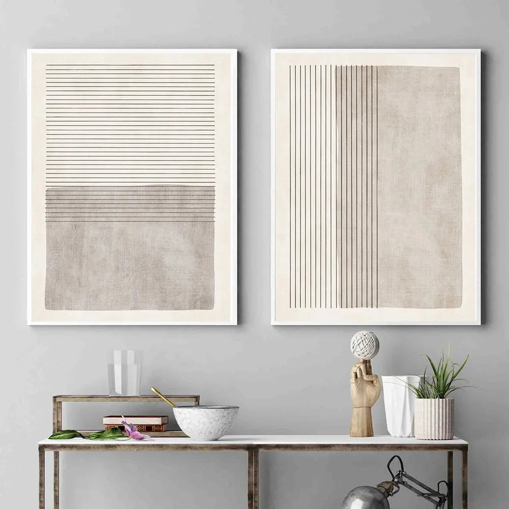 Abstract Beige Gray Posters Wall Art - My Store